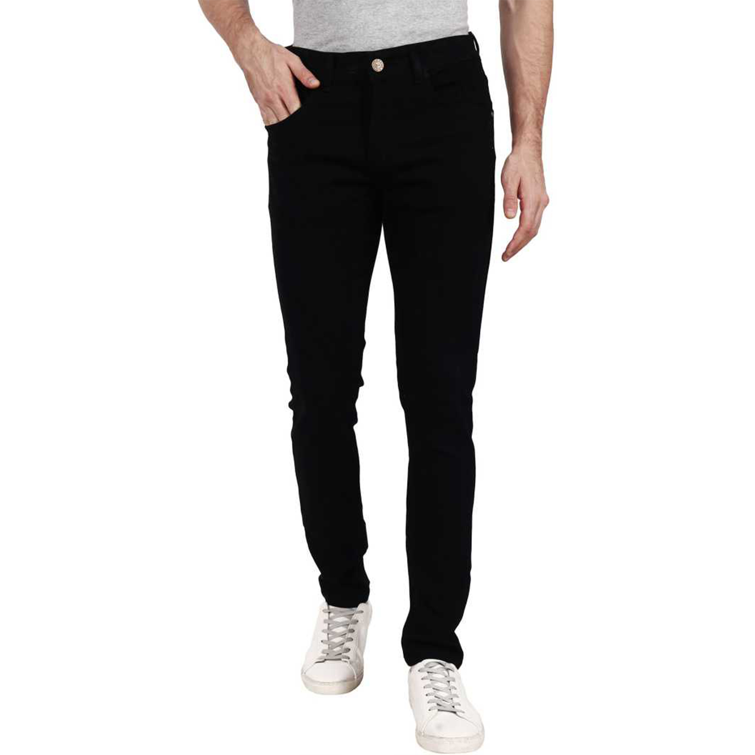 NZ-13031 Slim-fit Stretchable Denim Jeans Pant For Men - Deep Black ...