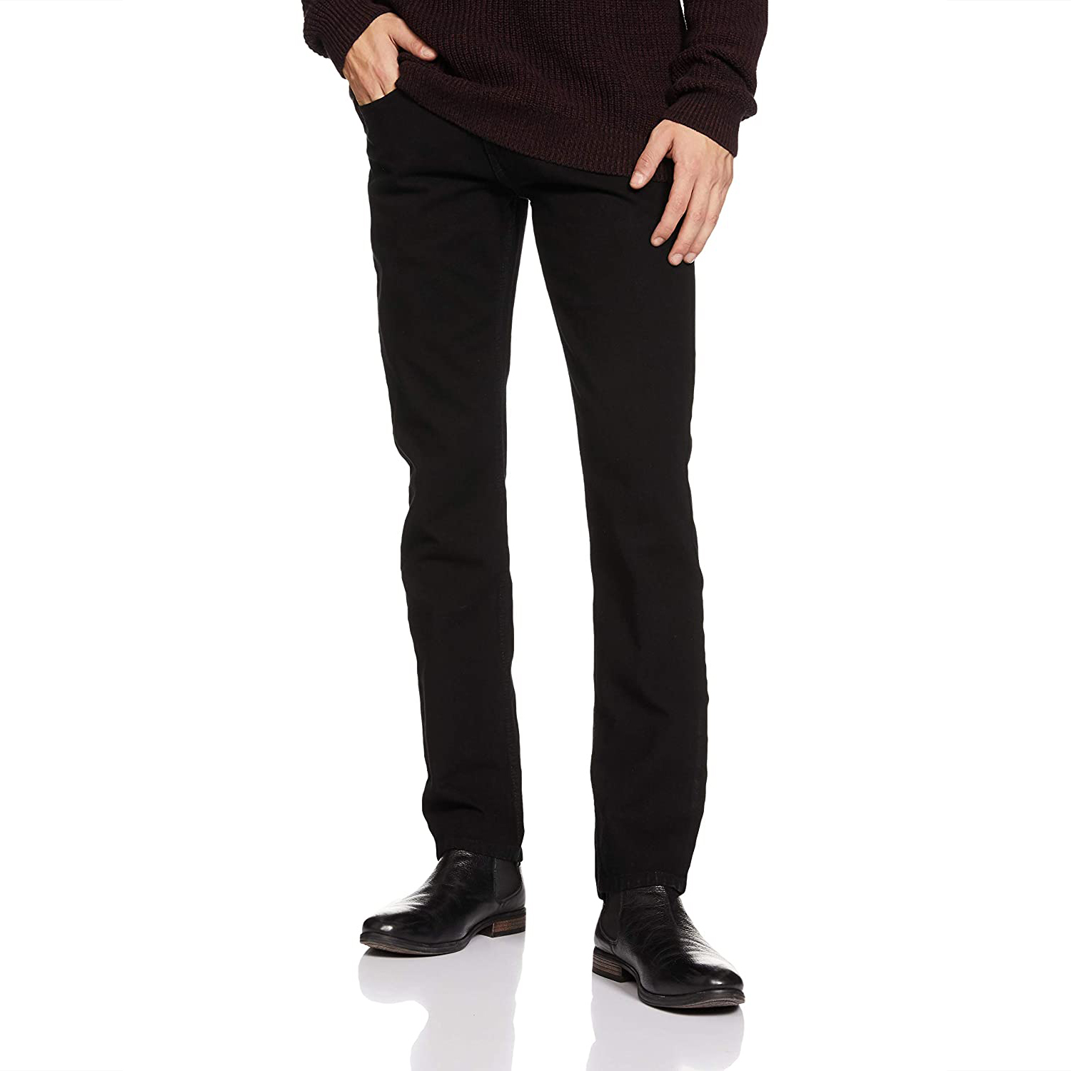 NZ-13048 Slim-fit Stretchable Denim Jeans Pant For Men - Deep Black ...