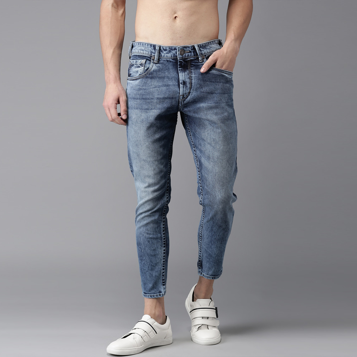 NZ-13097 Slim-fit Stretchable Denim Jeans Pant For Men - Deep Blue ...