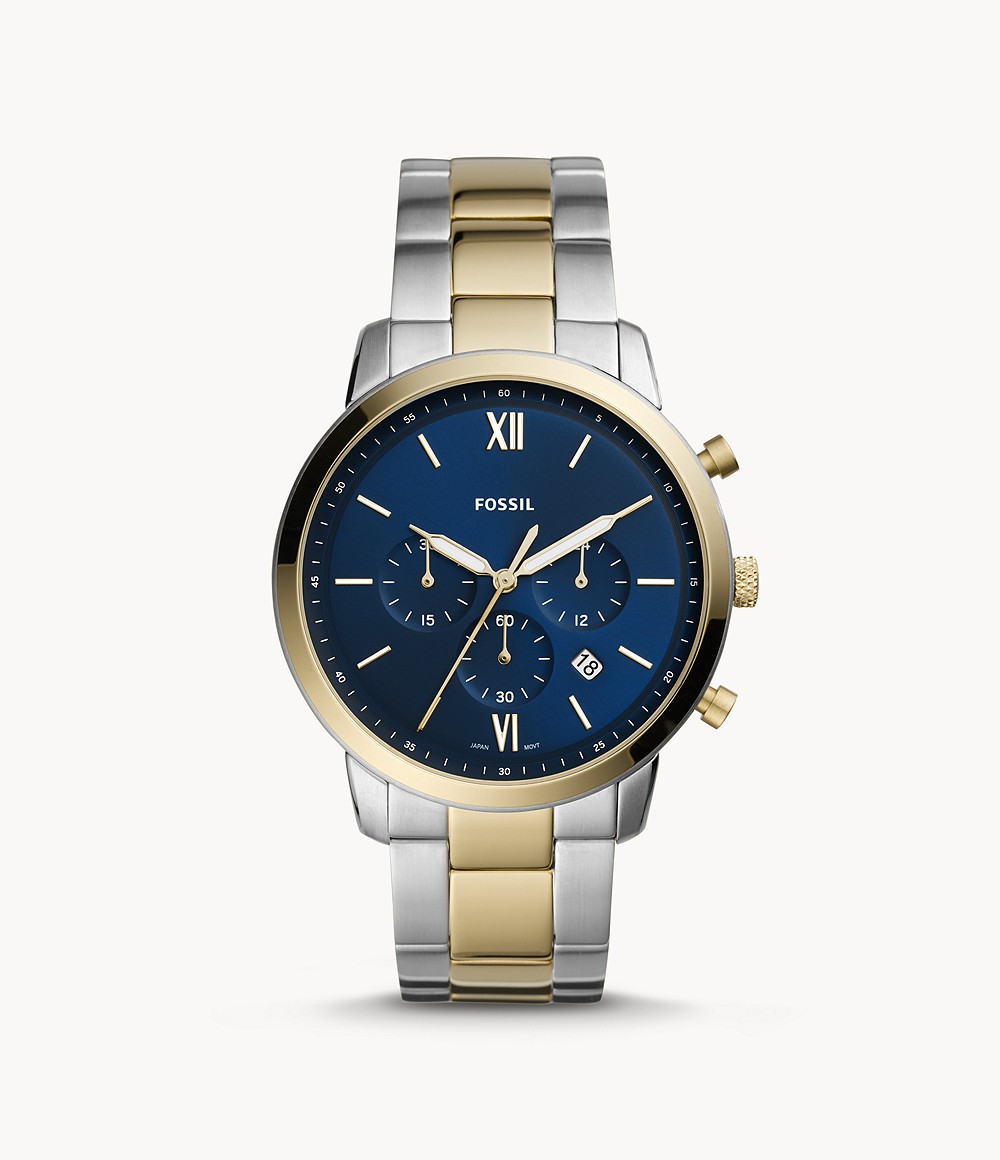 Fossil blue best sale gold watch