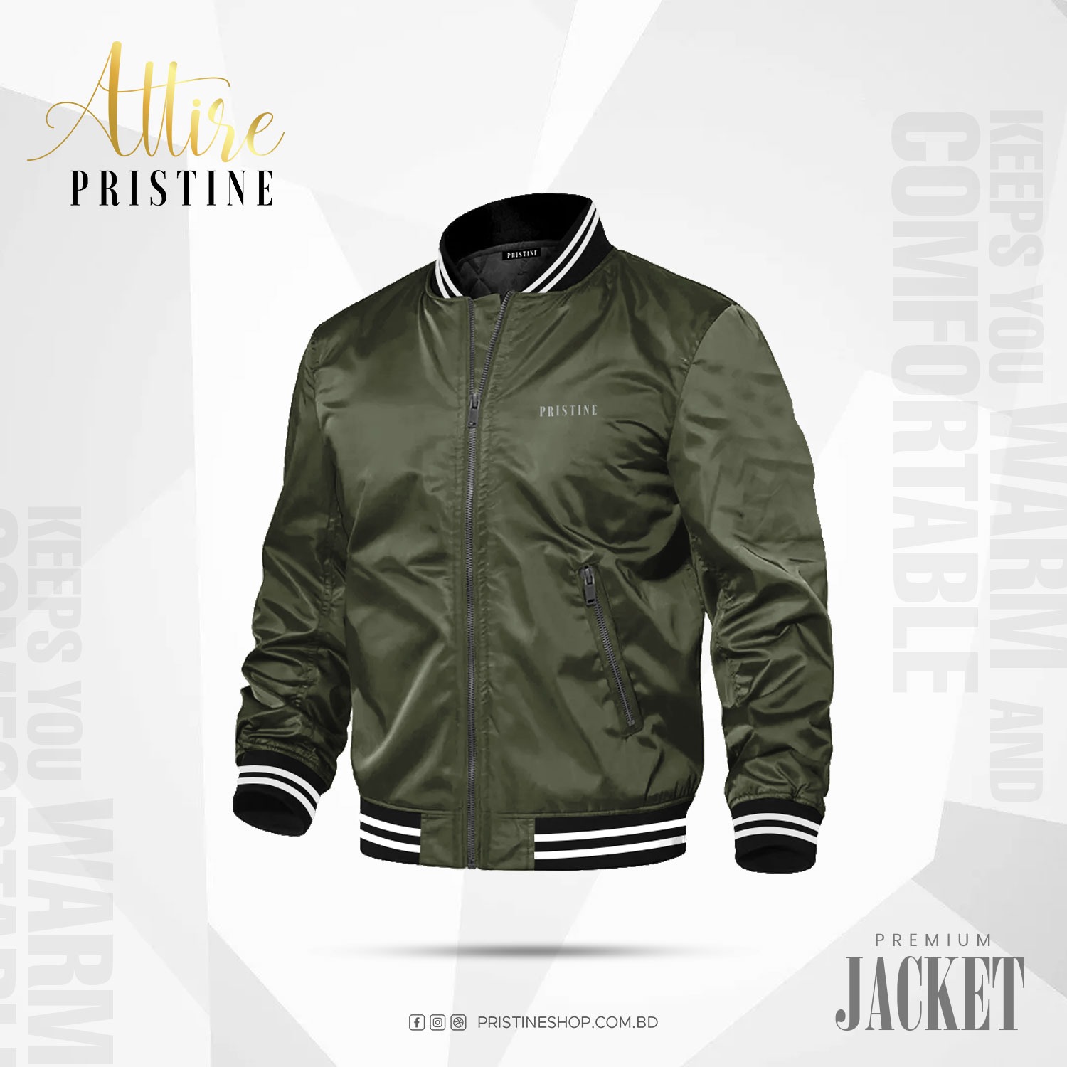 winter premium jacket by pristine - olive front